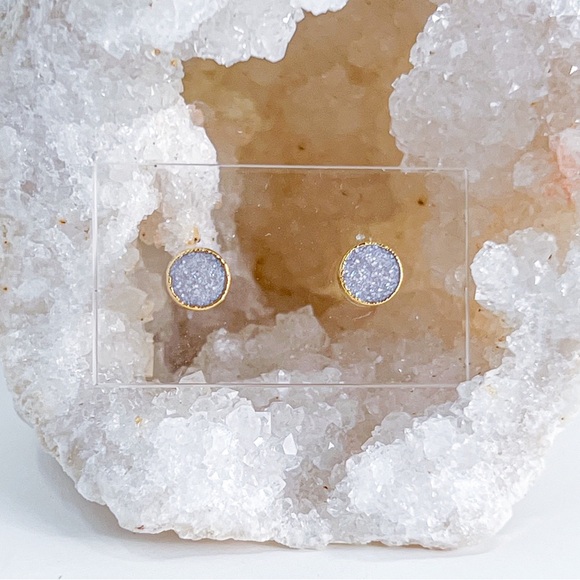 Love Jesse Jewelry - 3/$20 24k Gold Pastel Lavender Glitter Resin Circle Handmade Stud Earrings